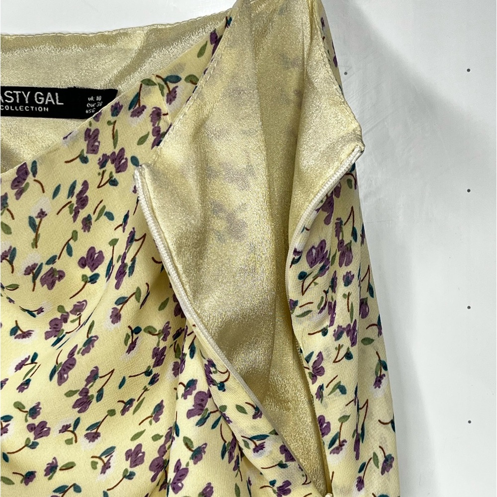 Nasty Gal Floral Yellow and Purple Short Mini Dress - Picture 4 of 5